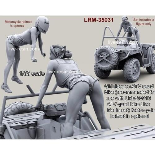 1/35 Girl rider on ATV quad bike, 2 heads, No ATV locomotive, Resin Model Soldier GK, Unassembled and unpainted kit