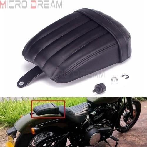 For Harley Softail Slim FLSL Street Bob FXBB 2018-2020 Motorcycle Black Grid Passenger Rear Seat Pad Leather Pillow W/ Bracket