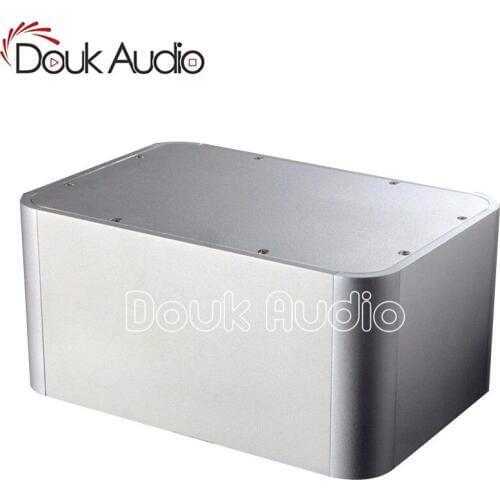 Douk Audio Aluminum Rounded Corner Chassis Amplifier Enclosure Silver Box Case