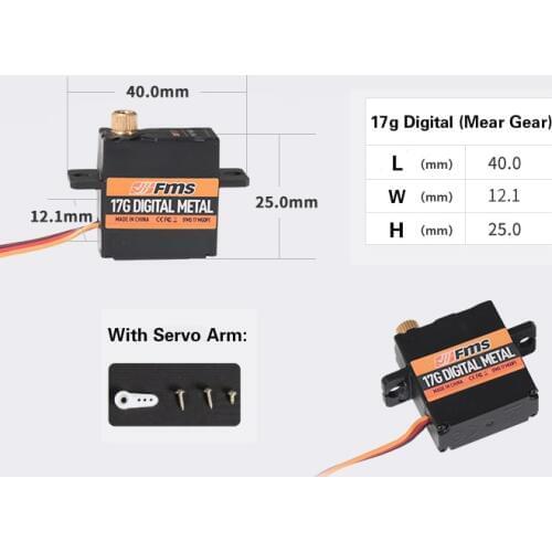 FMS 1300mm Sbach 342 / 1400mm F3A / Pitts 17g Metal Gear Digital Servo FMSSER17MGD RC Airplane Aircraft Model Plane Spare Parts