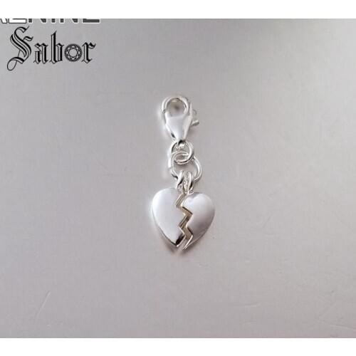 Classic silver plated Broken Heart Diy Charms Fit Bracelets & Necklaces Making Jewelry For Women Breloque 494