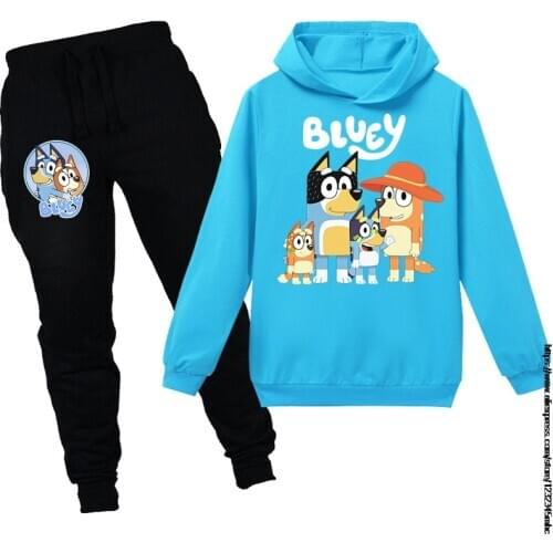 Disney Boys Girls Clothing Sets Children Fashion Hoodies and Pants Set bingo bluey Kids Clothes Spring Sports Suit Tracksuit