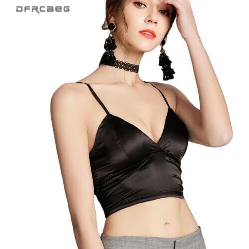 Spaghetti Strap Crop Tops 2018 New Sexy Woman Off-shoulder Shirt Bralette Tank Top Women V Neck Camisolas Vest Ladies Clothing