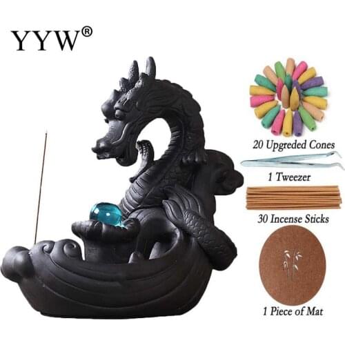 Dragon Incense Burner Ceramic Backflow Chinese Style Vintage Incense Burner For Home Or Office Decoration Incense Stick Holder