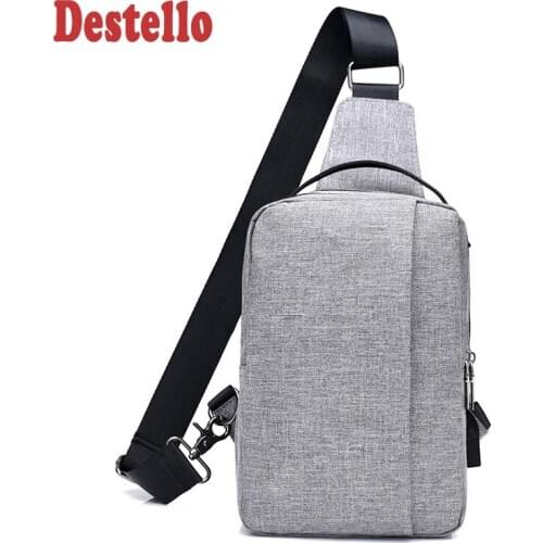 Fashion casual anti theft chest bag nylon waterproof men shoulder Bag with usb charge port wowen money single trap chest bag