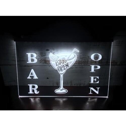 S031 Bar Open Beer Cocktails Pub LED Neon Light Sign