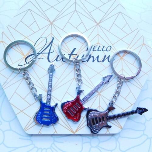 Vintage Musical Instruments Pendant Choker Necklace Women Men Statement Guitar Necklace Keychain Key Rings Punk Jewelry Collier