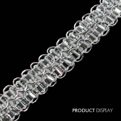 Braided Gimp Silver Applique Ribbon Decorated LaceTrim 12mm Sewing Supplies for Craft Garment Costume 40yard/ T804