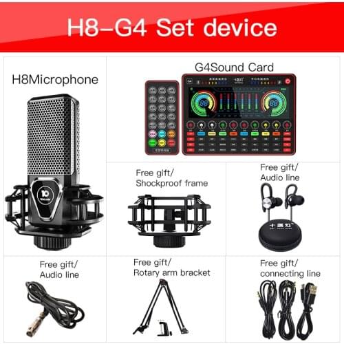 G4 Live Sound Card Microphone H8 Full Set Of Live Broadcast Equipment Webcast Sound Card Stand Tray Audio Sound Card For Phone