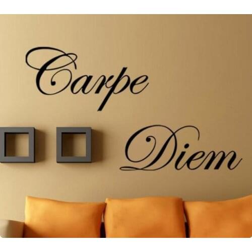 PVC Characters "Carpe Diem" Wall Sticker home decor decals decoration Removable High Quality Black 60*14CM