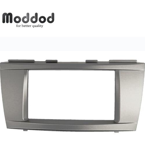 2 Din Radio Fascia for Toyota Camry DVD Stereo Panel Dash Mounting Installation Trim Kit Face Frame Dashboard Bezel Silver