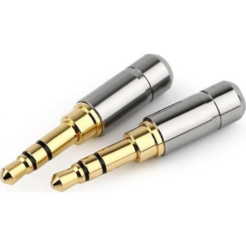2pcs Earphone Plug Connectors Jack 3.5mm Stereo 3 Poles For Headphones Upgrade Wire 3.5mm Male ID 3.8mm Audio Adapter Silver