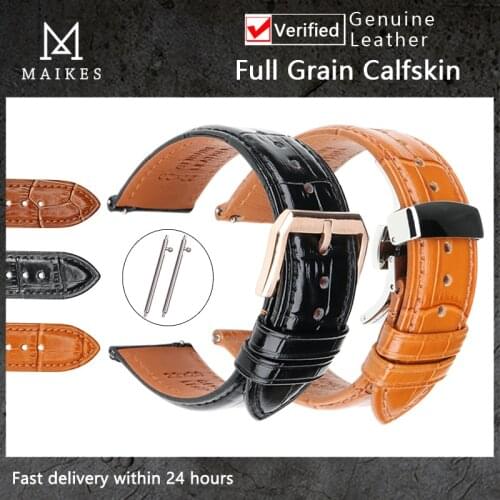 MAIKES Cowhide watch band genuine leather For Xiaomi MI Watch strap For Huawei Watch Gt 2 Pro Wristband Replacement Bracelet