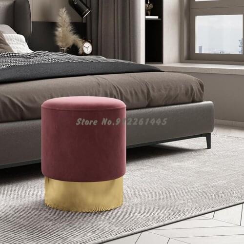 Light Luxury Nordic Style Dressing Stool Bedroom Sofa Stool Porch Shoe Changing Stool Makeup Stool Balcony Stool Fabric