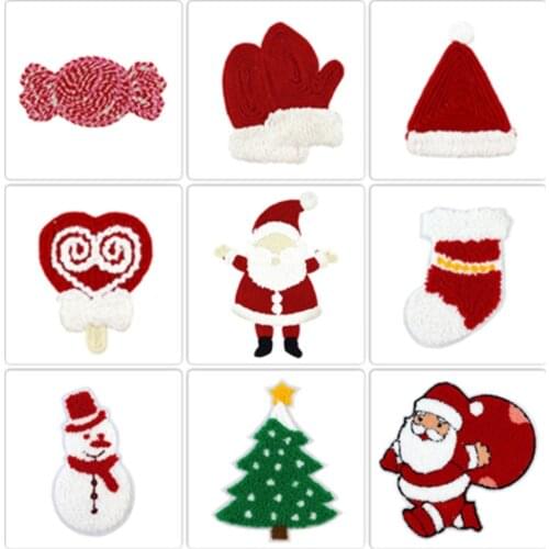 Christmas Gift Christmas Tree Ornament Santa Claus Snowman Embroidery Sew On Patches For Clothing Appliqued Decor Of Children