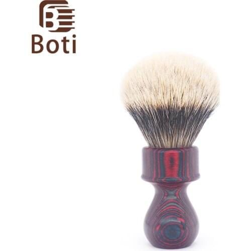 Boti Whole Brush-Annual Ring Wood Handle And SHD Captain Finest Three Band Badger Hair Fan Shape Mens Shaving Beard Pen Care