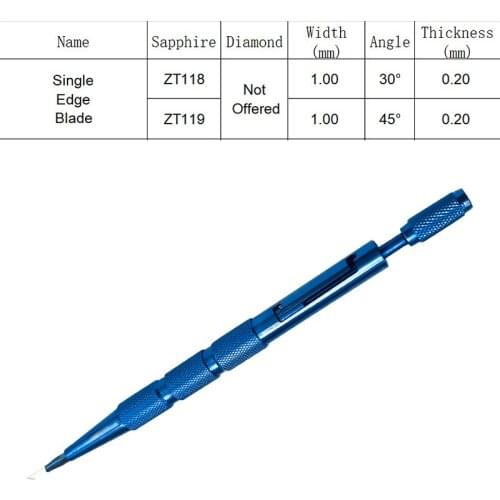 Sapphire Single Edge Blade Ophthalmic eye instrument Sapphire Keratome blades knife