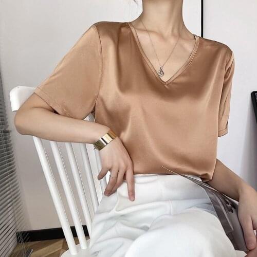 Shzxssfy Women's Silk T-Shirts