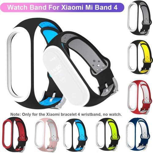 For Xiaomi Mi Band 4 Sports Soft Silicone Band Two Color Wristband Wrist Strap