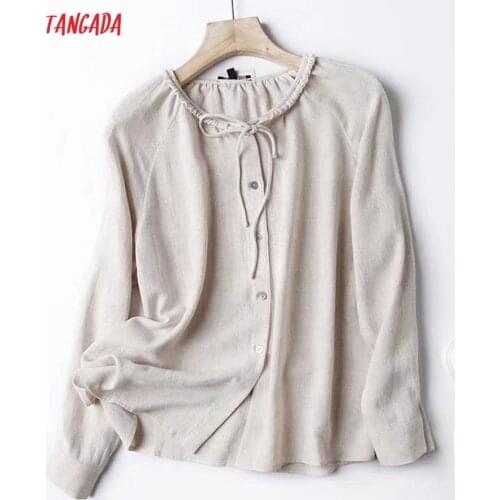Женские льняные рубашки Tangada China At AliExpress