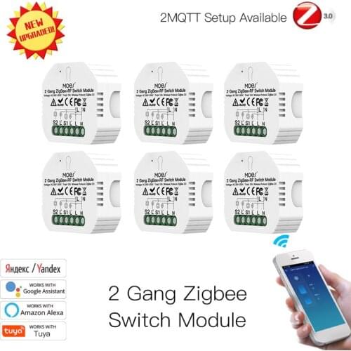2021 Tuya ZigBee 3.0 Smart Light Switch Relay Module 2 Gang Voice Control Smart Switch Module Remote Work With Alexa Google Home