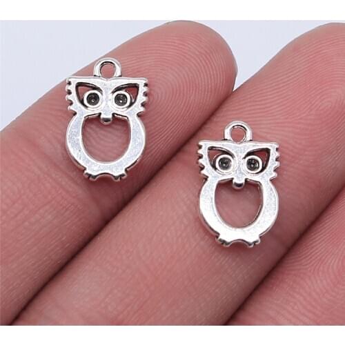 WYSIWYG 20pcs 15x10mm Antique Silver Color Owl Charms Pendant For Jewelry Making DIY Jewelry Findings