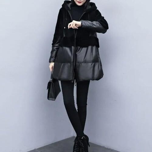 2021 Winter New Large Size Korean Mid-length Imitation Cashmere Stitching Cotton Faux Fur Coat Women Fashion Leather Jacket Coat