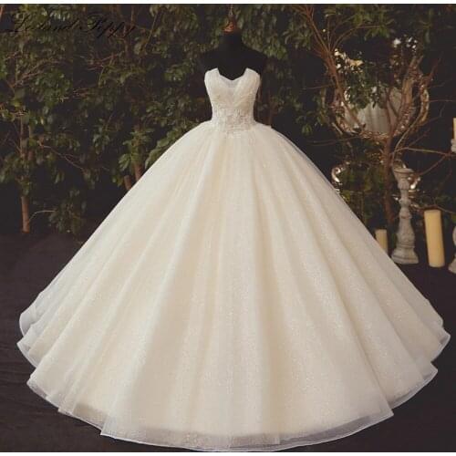 Lceland Poppy Real Photos Ball Gown Wedding Dresses Plus Size Champagne Beaded Vestido de novia Lace Appliques Bridal Gowns