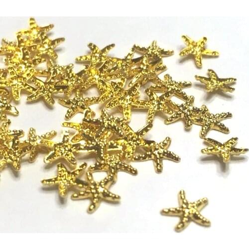 100Pcs Mermaid Anchor Starfish Cute Summer Nails 5 mm Starfish Metal Charms for Ocean Nail Art Studs Rivets Shell Starfish