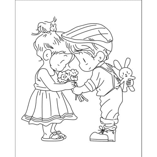 10x8 Boy gives flowers to girl Transparent Clear Silicone Stamp Seal for DIY scrapbooking photo album Decorative clear stamp
