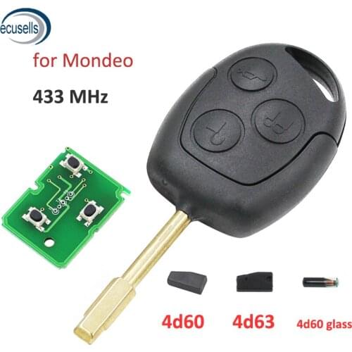 3 Button Smart Remote Key For Ford Mondeo Transit Full Key 433MHZ With Ceramic 4D60/4D63 Chip FO21 Blade