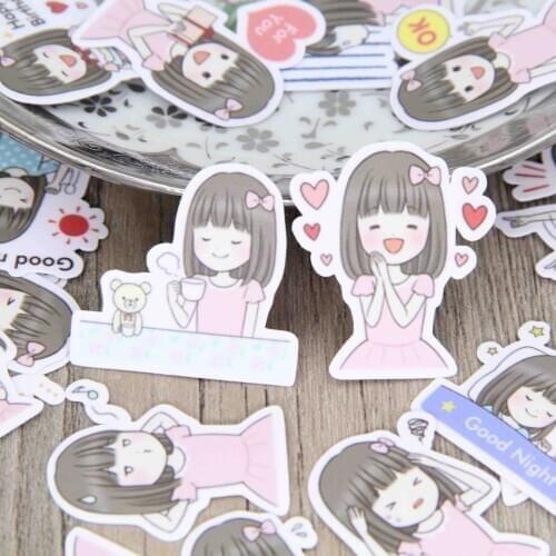40pcs Pretty Pink Dress Girl Scrapbooking Stickers DIY Craft Decorative Sticker Pack Album Book Diary Deco
