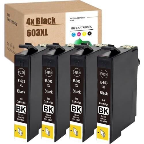 4x Black 603 XL Ink Black Compatible for Epson 603XL for XP-4100 XP 4105 XP-2100 XP-2105 XP-3100 WF-2810 WF-2830 WF-2835 WF-2850