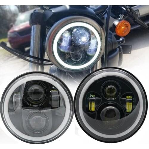 7 inch H4 Led Headlight Turn Signal Hi/Lo Beam Light Halo Angle Eyes DRL Motorcycle 5.75 inch Round Headlamp Turn signal light