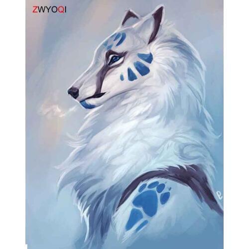 DIY 3D Diamond mosaic Full Square Diamond embroidery Cross stitch White Wolf Animal Full Round Diamond painting White Wolf