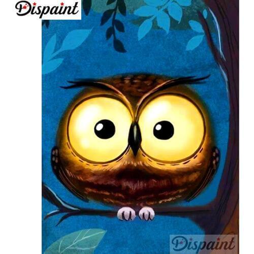 Dispaint Full Square/Round Drill 5D DIY Diamond Painting "Cartoon owl scenery" Embroidery Cross Stitch 5D Home Decor A11080