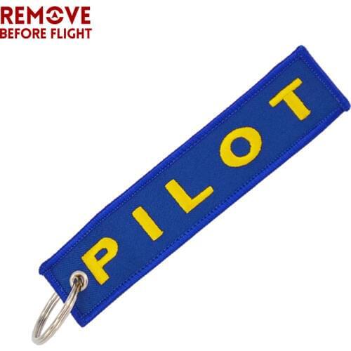 Fashion Pilot Key Chain OEM Key Label Chains Jewelry Embroidery Safety Tag Aviation Gifts Blue with Yellow Pilot Luggage Tag