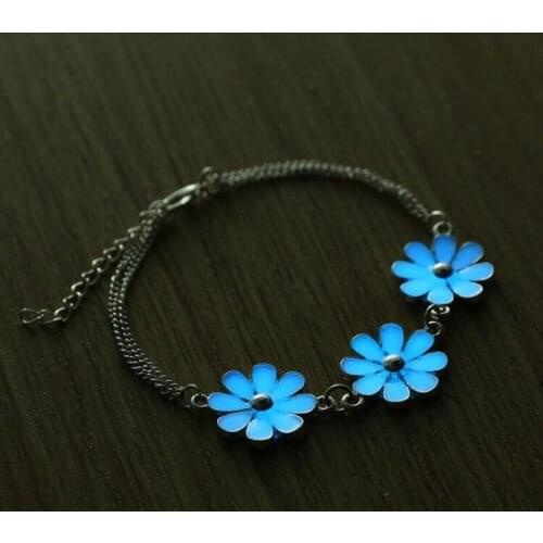 Girls Luminous Flower Bracelet Women Heart Glow In The Dark Ankle Anklets Bracelet on Leg Foot Summer Beach Jewelry Gifts