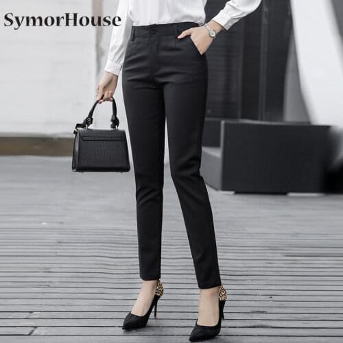 Pencil Pants Women 2021 Spring High Waist Female Formal Trousers Casual Pantalones Solid Workwear Stretchy Slim Woman Trousers