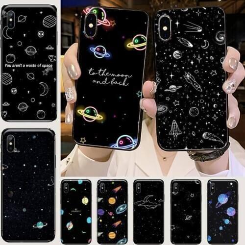 Outer Space Planet Stars Moon Spaceship Phone Case for iPhone 11 12 mini pro XS MAX 8 7 6 6S Plus X 5S SE 2020 XR