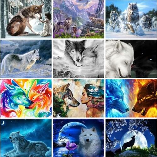 EverShine Wolf Diamond Painting Full Drill Square Diamond Embroidery Animals Cross Stitch Rhinestones Art Home Decoration