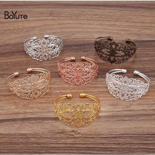 BoYuTe (5 Pieces/Lot) 65*60MM Metal Brass Filigree Bracelet Base Diy Bracelet Jewelry Accessories Wholesale