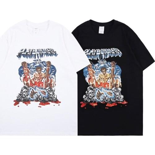 1:1 ASAP Testing Playboi Carti T Shirt men women T-Shirt Hip Hop Short Sleeve Summer New Tee 2021 Europe And America