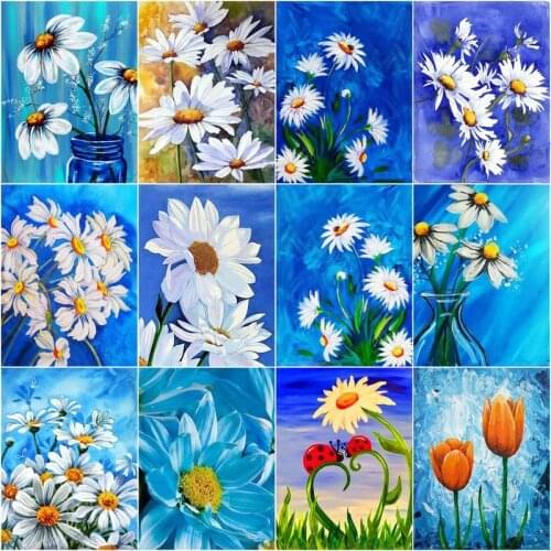 GATYZTORY Painting By Number Flowers Hand Painted Paintings Drawing On Canvas Art Gift DIY Handpainted Oil Painting For Home