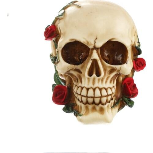 CREATIVE RESIN SKULL ROSE STATUE HALLOWEEN SCULPTURE HOME OFFICE DESK DECOR TOY BIRTHDAY GIFT HALLOWEEN PARTY DECORATION