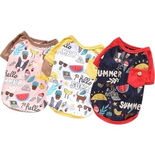 Summer Beach Cotton Vest Short Sleeve Pet Clothes Dog Cute Shirt Hawaiian Pet Pitbull Cat Small Animal Drop Ship Wholesale Shop