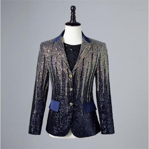 Symphony sequin suit mens blazers outside casual singer stage costume host magic banquet male dress мужское пальто fashion