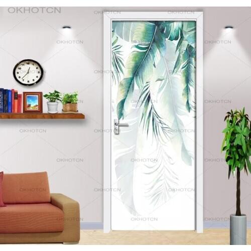 Banana Leaf Nordic Decal Door Sticker Self Adhesive Picture Paper PVC Waterproof 3D Prints Art Home Decor DIY For Living Room