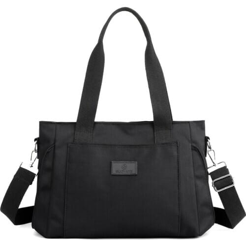 Nylon Shoulder Bag For Women 2021 Stylish Waterproof Large Capacity Cross Body Bag Solid Color Soft Zipper Black Travel Handbag