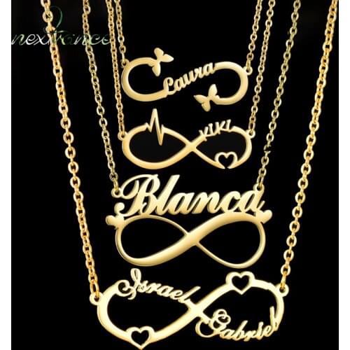 Nextvance Customize Infinite Name Layer Necklace For Women Personalized Gold Stainless Steel Custom Name Jewelry For Friend Gift